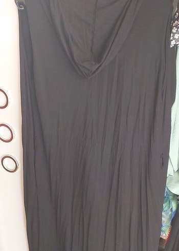 Uzun Siyah Kadın Kolsuz Kimono - Görsel 3