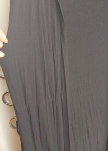 Uzun Siyah Kadın Kolsuz Kimono - Görsel 2