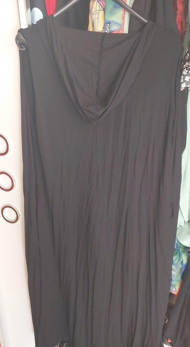 Uzun Siyah Kadın Kolsuz Kimono - Görsel 3