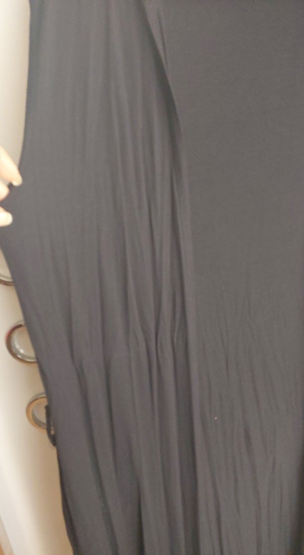 Uzun Siyah Kadın Kolsuz Kimono - Görsel 2