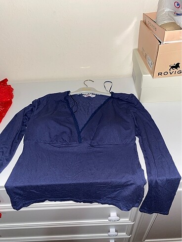 xl Beden mavi Renk Emzirme özellikli pijama üstü