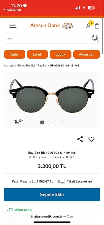 Ray-Ban güneş gözlüğü 4246 901
