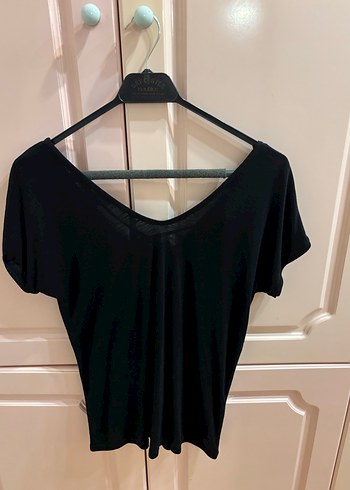 Siyah V Yakalı Kadın Tişört MAVİ JEANS - Görsel 7