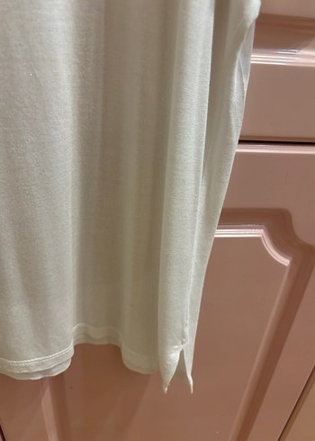 Beyaz Kadın Kısa Kollu Salaş Tişört - Görsel 7