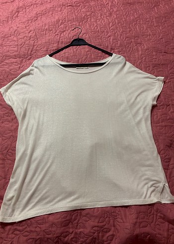 Beyaz Kadın Kısa Kollu Salaş Tişört - Görsel 4