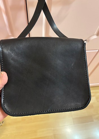 Siyah Deri Kadın Omuz Çantası - Görsel 6
