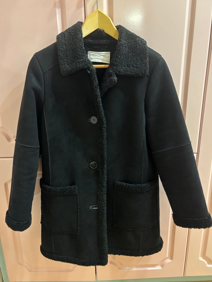 Düğmeli Siyah Midi Kadın Kaban Zara - Görsel 5