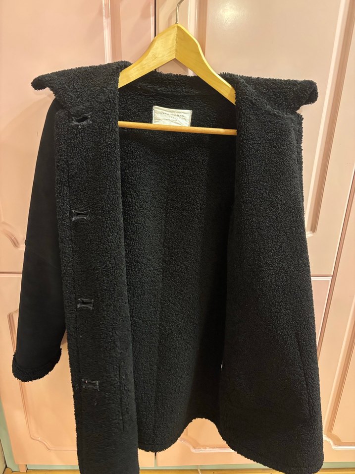 Düğmeli Siyah Midi Kadın Kaban Zara - Görsel 4