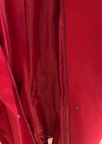 Kırmızı Kuşaklı Kadın Kaban Mavi Jeans - Görsel 6