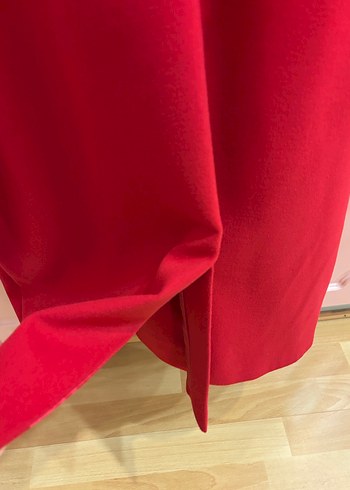 Kırmızı Kuşaklı Kadın Kaban Mavi Jeans - Görsel 4