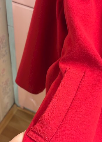 Kırmızı Kuşaklı Kadın Kaban Mavi Jeans - Görsel 8