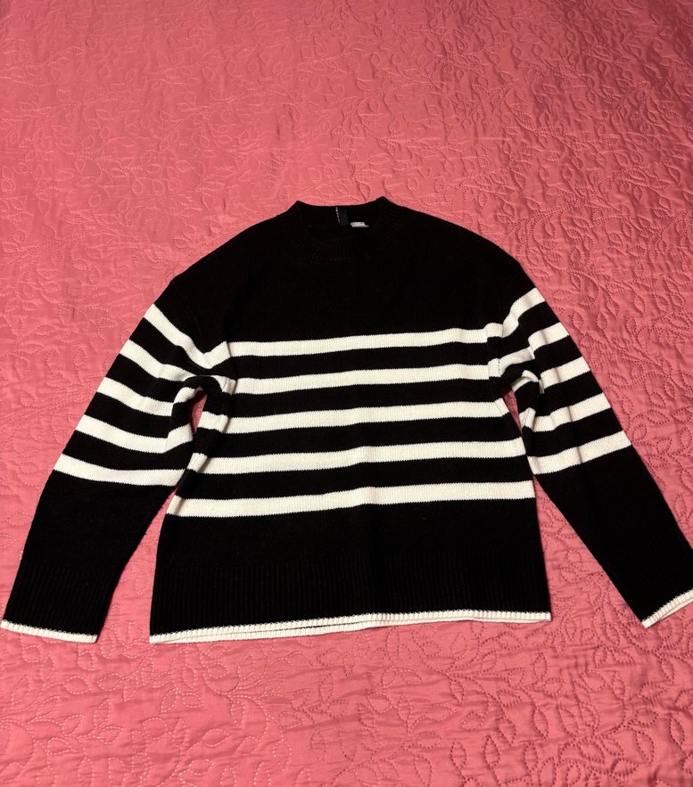 Çizgili Siyah  Kadın Kazak H&M - Görsel 5