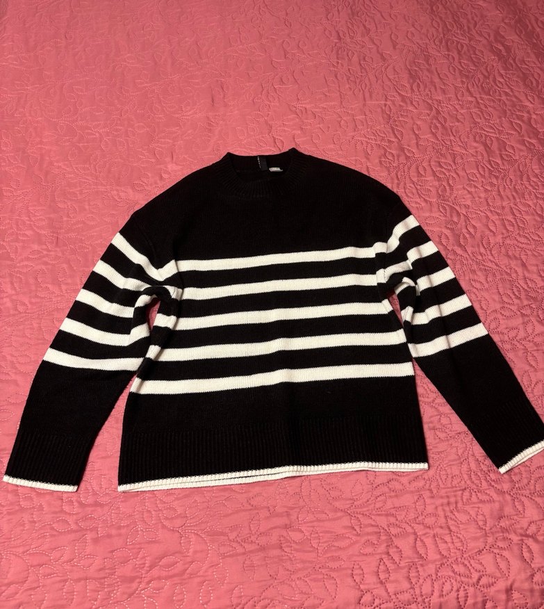 Çizgili Siyah  Kadın Kazak H&M - Görsel 2