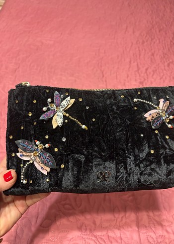 Nakışlı Siyah Kadın Portföy Çanta - Görsel 2