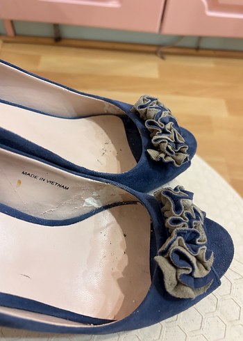 DESA Mavi Süet Kadın TopukluAyakkabı - Görsel 9