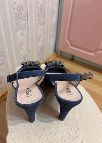 DESA Mavi Süet Kadın TopukluAyakkabı - Görsel 5