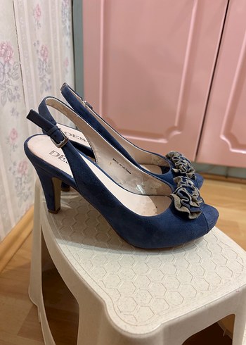 DESA Mavi Süet Kadın TopukluAyakkabı - Görsel 7