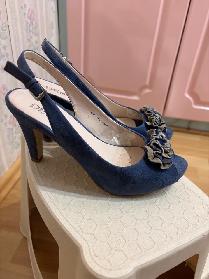 DESA Mavi Süet Kadın TopukluAyakkabı - Görsel 3