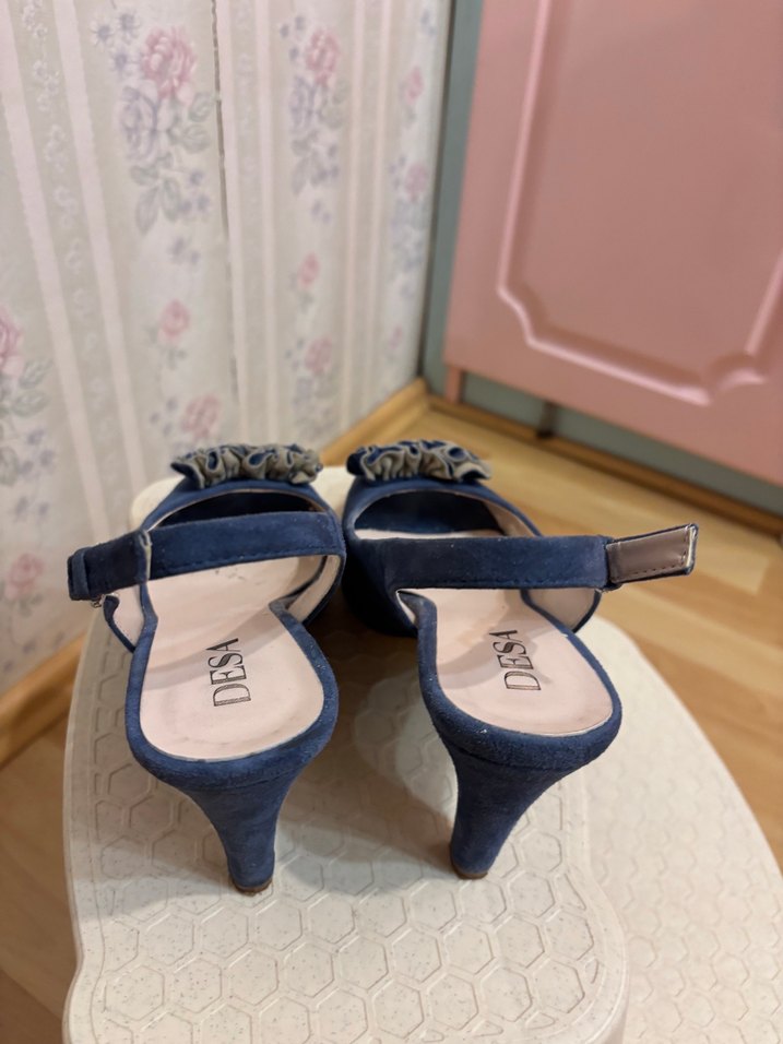 DESA Mavi Süet Kadın TopukluAyakkabı - Görsel 5