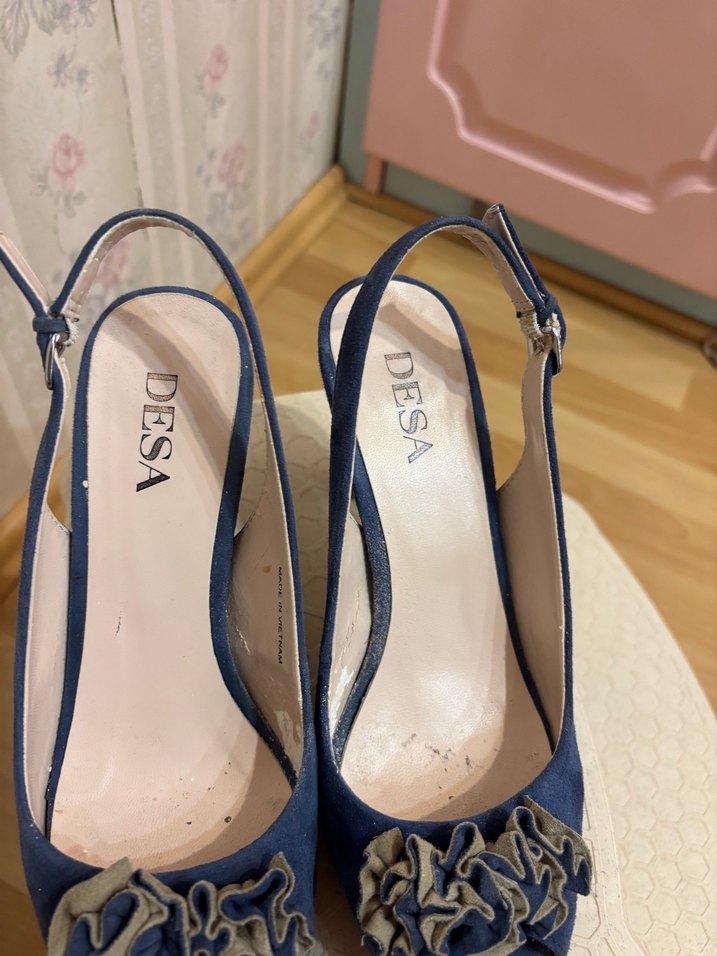 DESA Mavi Süet Kadın TopukluAyakkabı - Görsel 4