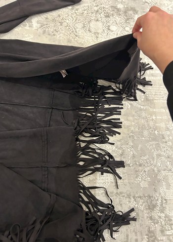 Püsküllü Siyah Süet Kadın Ceket - Görsel 7