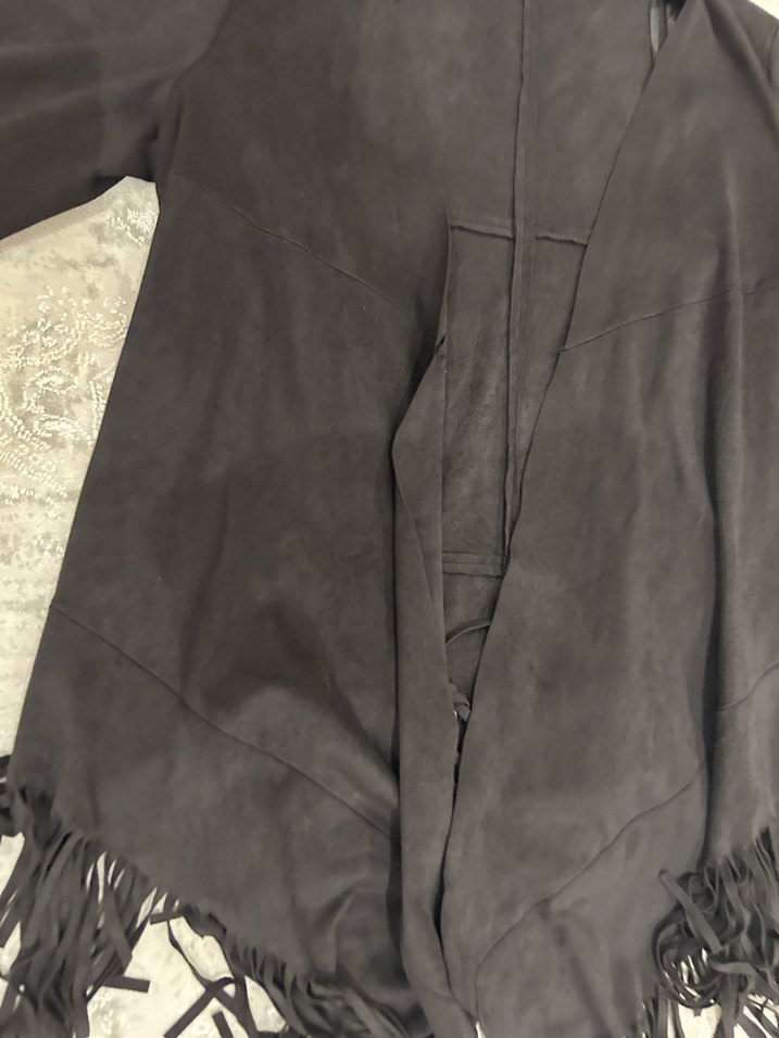 Püsküllü Siyah Süet Kadın Ceket - Görsel 4