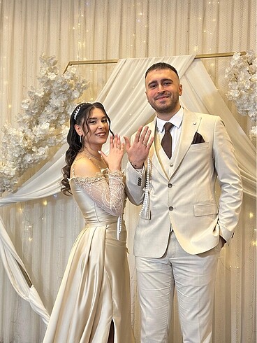 38 Beden Krem rengi nişan elbisesi / abiye