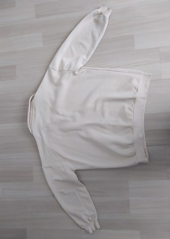 Düğmeli Polo Yaka Bej Kadın Sweatshirt - Görsel 2