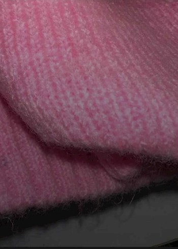 Pembe Örgü Kadın Bisiklet Yaka Kazak - Görsel 4