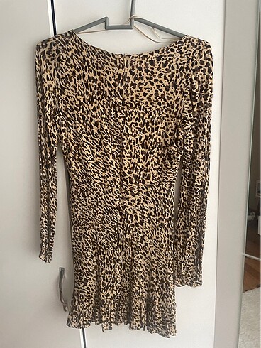 xs Beden Leopar desenli mini elbise