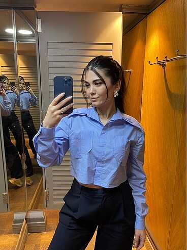 s Beden Crop gömlek
