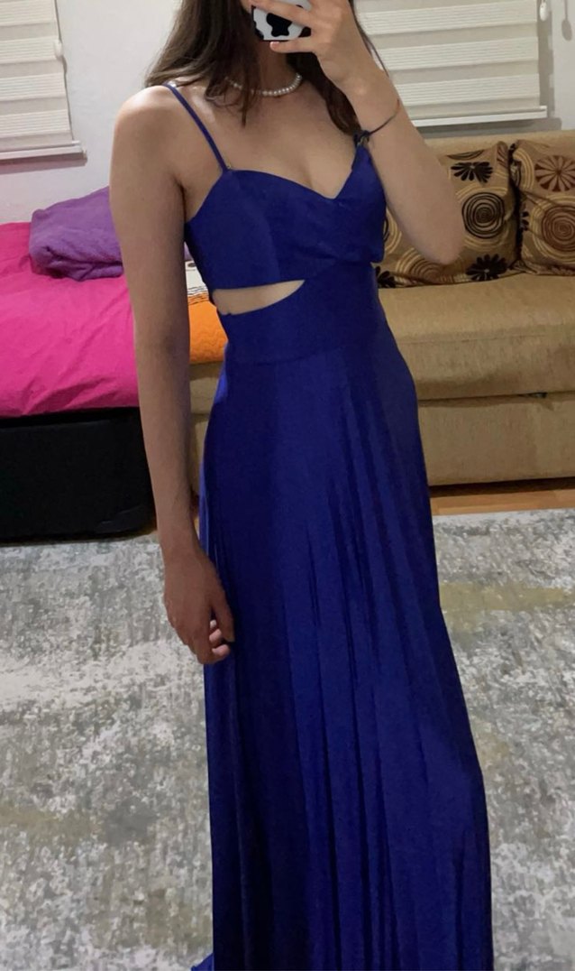 Mor maxi boy abiye elbise - Görsel 2