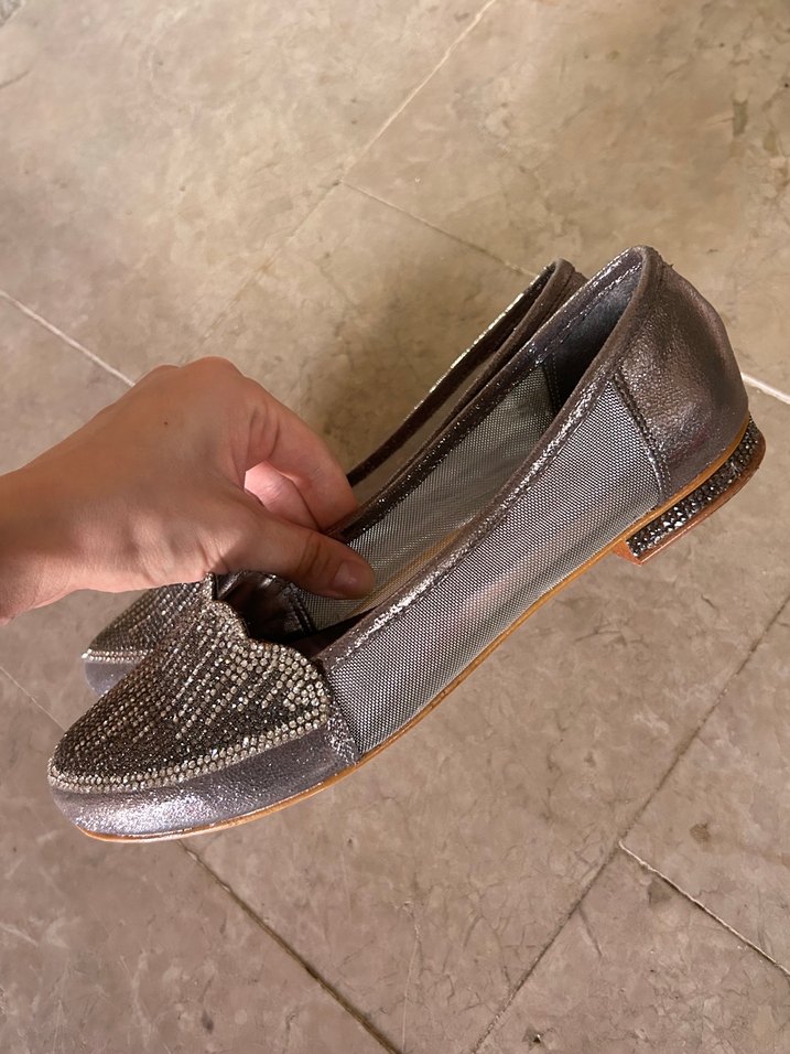 Antrasit Gri Payetli Kadın Babet - Görsel 2