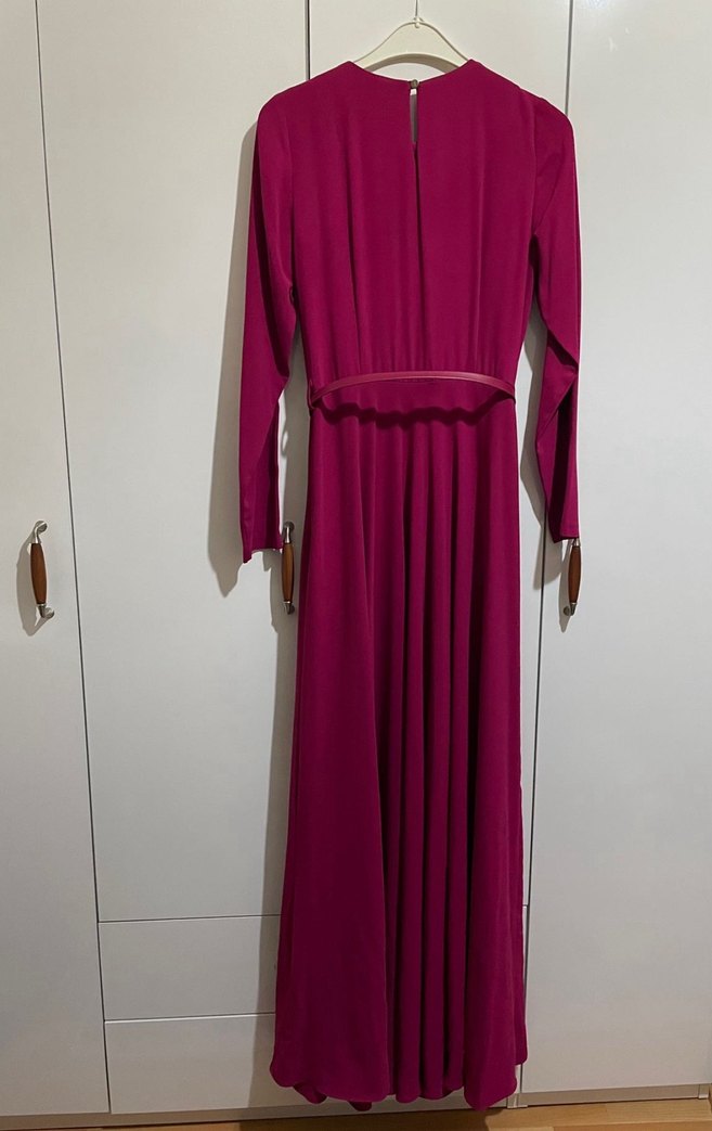 Pembe Uzun Puane Tesettür Elbise - Görsel 2