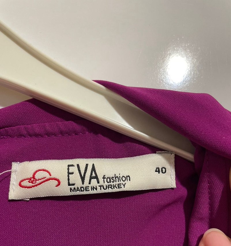 Mor Uzun Kollu Uzun Tesettür Elbise - Görsel 3