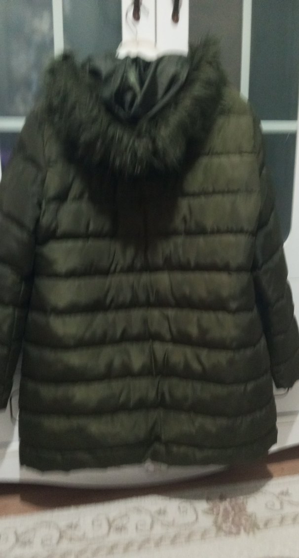 Fermuarlı Koyu Yeşil Kadın Kışlık Mont - Görsel 3