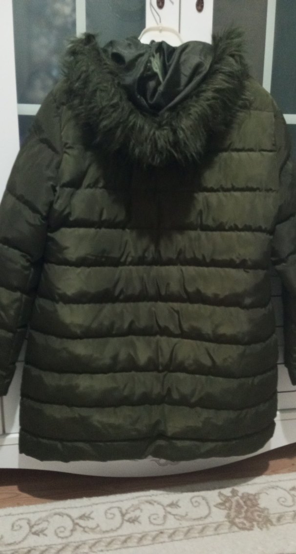 Fermuarlı Koyu Yeşil Kadın Kışlık Mont - Görsel 2