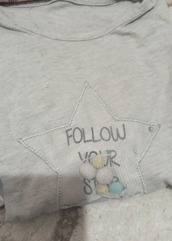 Kız Çocuk Gri Uzun Kollu Baskılı Tişört - Görsel 5