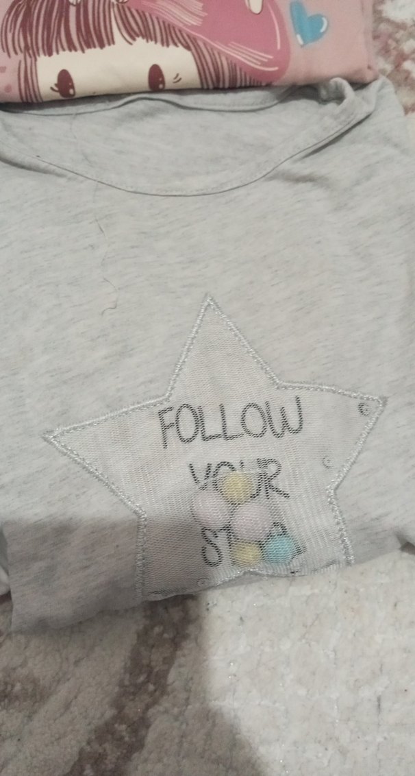 Kız Çocuk Gri Uzun Kollu Baskılı Tişört - Görsel 5