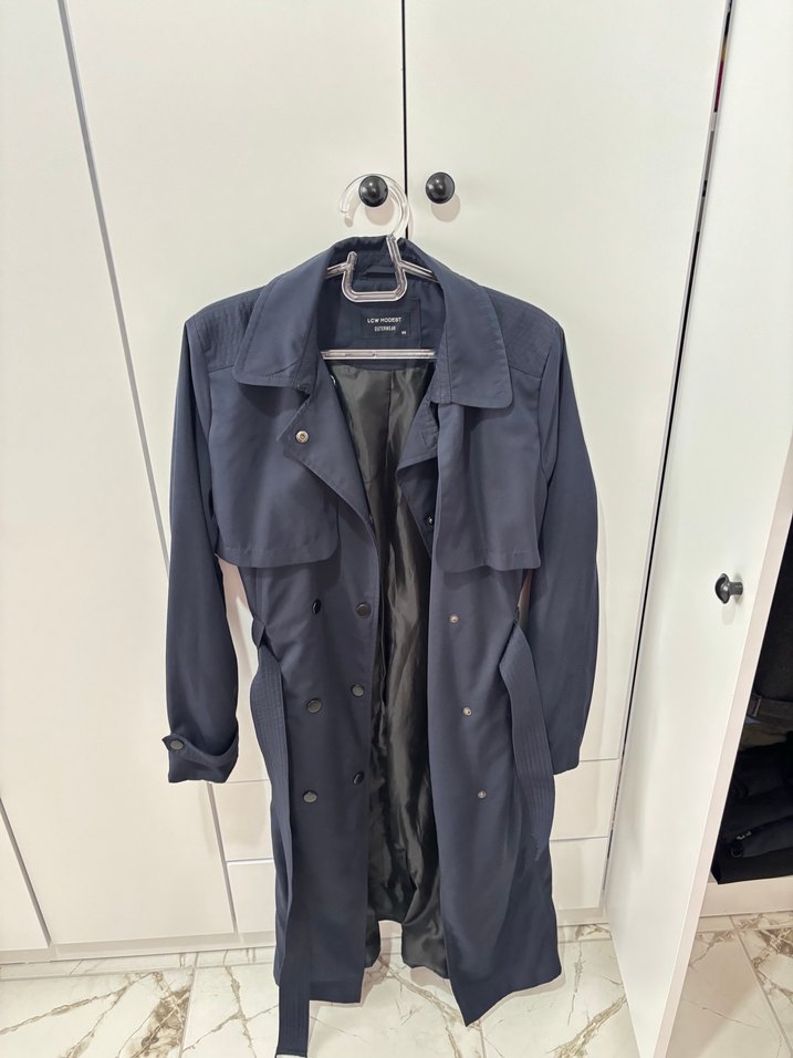 Lacivert Kadın Uzun Trençkot - Görsel 4