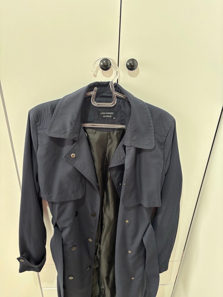 Lacivert Kadın Uzun Trençkot - Görsel 2