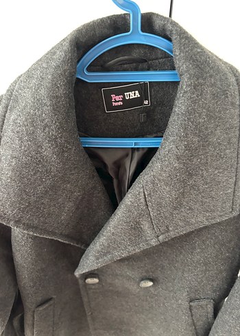 Çift Düğmeli Gri Kaban - Görsel 4