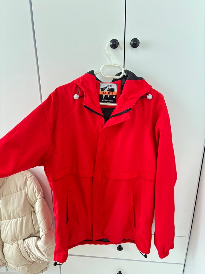 Kırmızı Fermuarlı Kadın Midi Ceket - Görsel 3