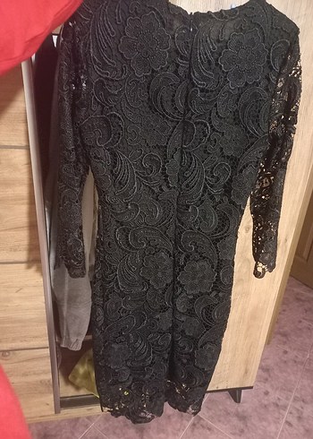 Koton Dantel Detaylı Uzun Siyah Gotik Elbise