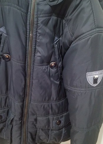 Düğmeli Siyah Erkek Çocuk Kaban - Görsel 3