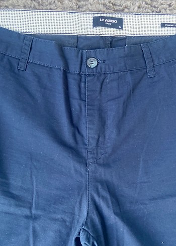 Erkek Lacivert Keten Rahat Kesim Şort - Görsel 2