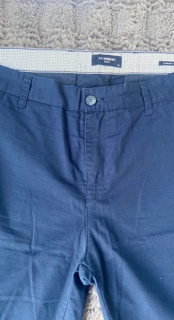 Erkek Lacivert Keten Rahat Kesim Şort - Görsel 2