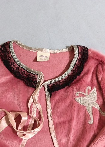 Kız Çocuk Pembe Kürklü Bolero - Görsel 2