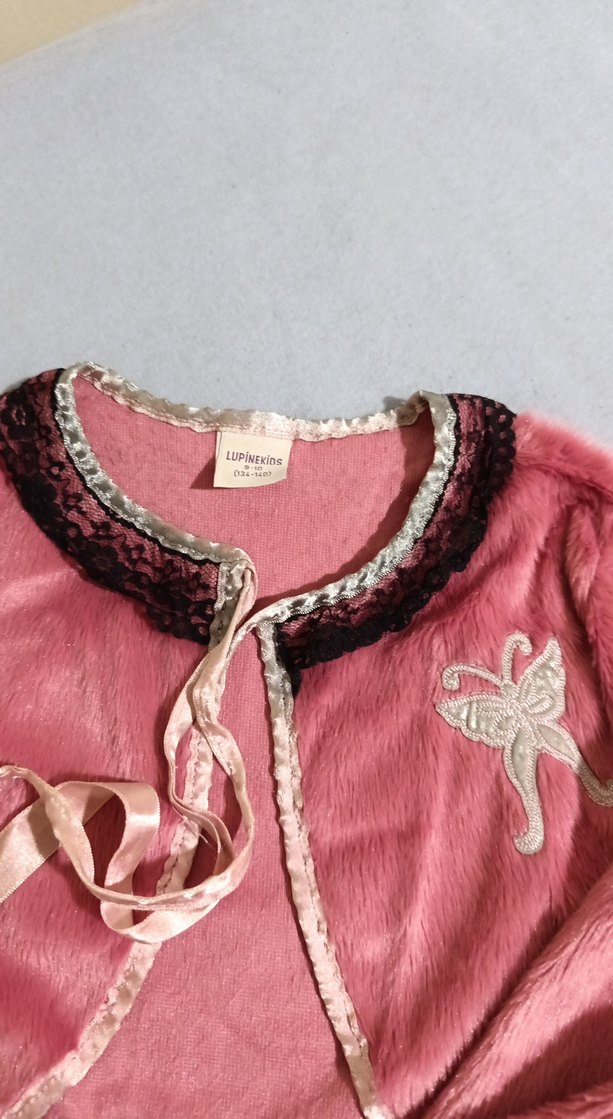 Kız Çocuk Pembe Kürklü Bolero - Görsel 2