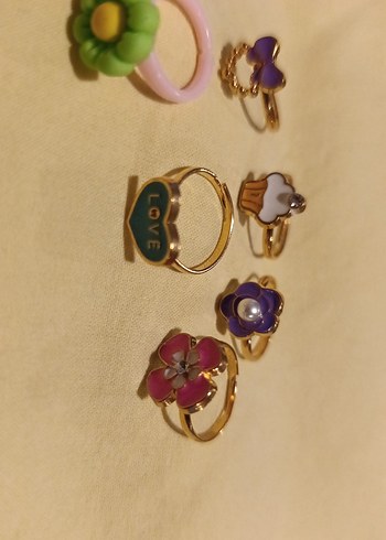 Çiçek Desenli Renkli Boncuklu çocukYüzük Seti 10 adet - Görsel 4